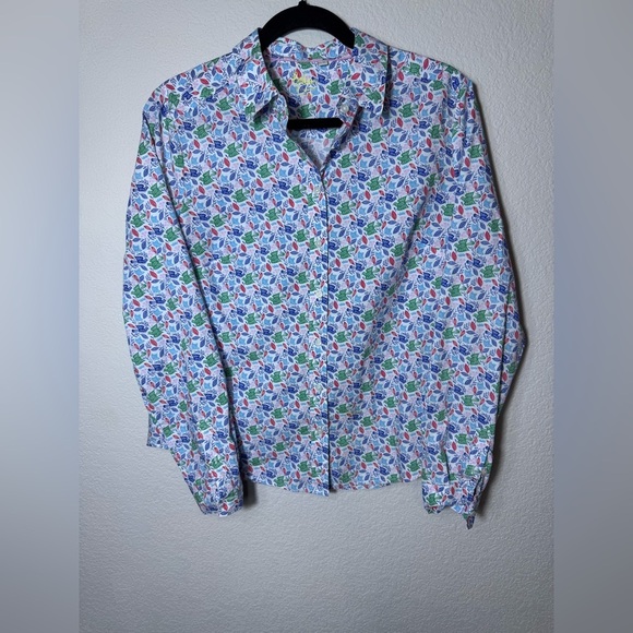 Boden Colorful Leaf Print Classic Cotton Button Down Shirt Size 8R - Picture 1 of 8